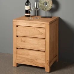 New Tower Living Nachtkastje Corona Teak met 3 laden