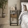 Discount LifestyleFurn Nachtkastje Nikka Eikenlook en travertinlook, Met 1 lade