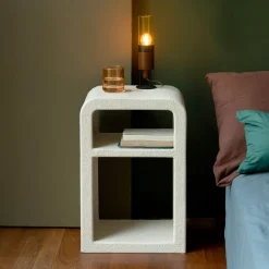 Discount Dutchbone Nachtkastje Veda 30 x 40cm, kleur beige