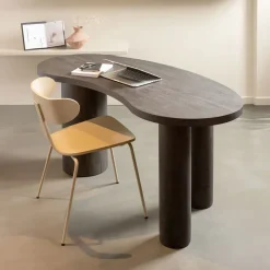 Clearance WOOOD Organisch Bureau / Sidetable Maan MDF 150cm, kleur Donkerbruin
