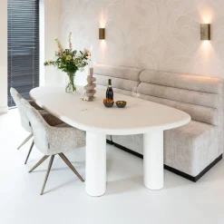 Clearance Richmond Interiors Organische Eettafel Bloomstone 230 x 117cm, kleur Wit