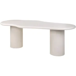 Online Richmond Interiors Organische Eettafel Bloomstone Eco plaster, kleur Wit