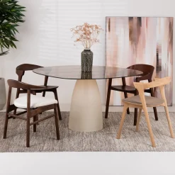 Best Sohome Organische Eettafel Jacky Glas en betonlook, 140 x 120 cm