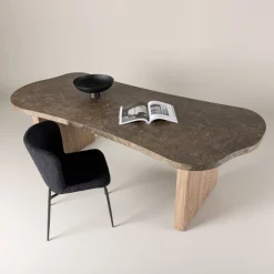 Outlet Nohr Organische Eettafel Jenevieve Marmerlook, 230 x 100cm Bruin