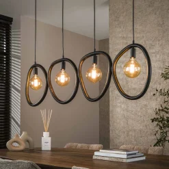Outlet LifestyleFurn Organische Hanglamp Joelle 4-lamps, Artic Black finish Artic zwart