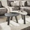 Discount LifestyleFurn Organische Salontafel Dallen Keramiek met travertinlook, Set van 2 stuks