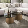 New LifestyleFurn Organische Salontafel Kely Driehoek, set van 2 stuks, Brons glas
