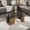 Discount LifestyleFurn Organische Salontafel Kely, set van 2 stuks, Brons glas