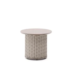 New Kave Home Outdoor Bijzettafel Sedalis Aluminium en touw, 50cm