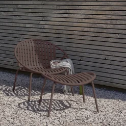 Outlet WOOOD Outdoor Loungestoel Bruce Set met hocker, kleur /Bruin Paars