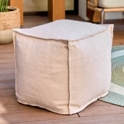 Clearance Kave Home Outdoor Poef Leeith PET, kleur Beige