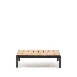 Outlet Kave Home Outdoor Salontafel Sorells Teakhout en aluminium, 89 x 91cm Grijs