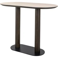 Online Richmond Interiors Ovale Bartafel Ritz Travertin en eiken, 140 x 75cm Bruin