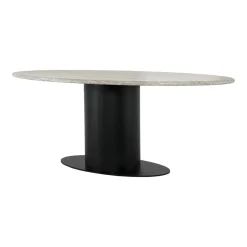 Discount Richmond Interiors Ovale Eettafel Brodman Marmer, 200 x 100cm Wit