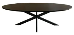 Outlet Livingfurn Ovale Eettafel Jesper Mangohout, 240 x 110cm, kleur Zwart