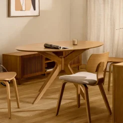 Discount Kave Home Ovale Eettafel Naanim Rubberhout, 180 x 110cm