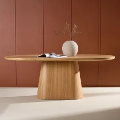 New Nohr Ovale Eettafel Phong MDF, 200 x 90cm, kleur Naturel