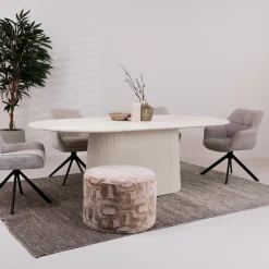 New Sohome Ovale Eettafel Puck Mangohout, 230 x 110cm, kleur Ivoor