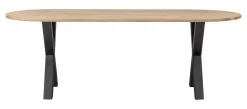 Discount WOOOD Ovale Eettafel Tablo met X-poot, 220 x 90cm Onbehandeld