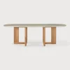 New Ethnicraft Ovale Tuintafel Trestle Beton en teakhout, 240 x 110cm