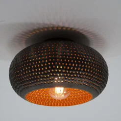 New LifestyleFurn Plafondlamp Cecily Metaal, Ø35cm, kleur Zwart bruin