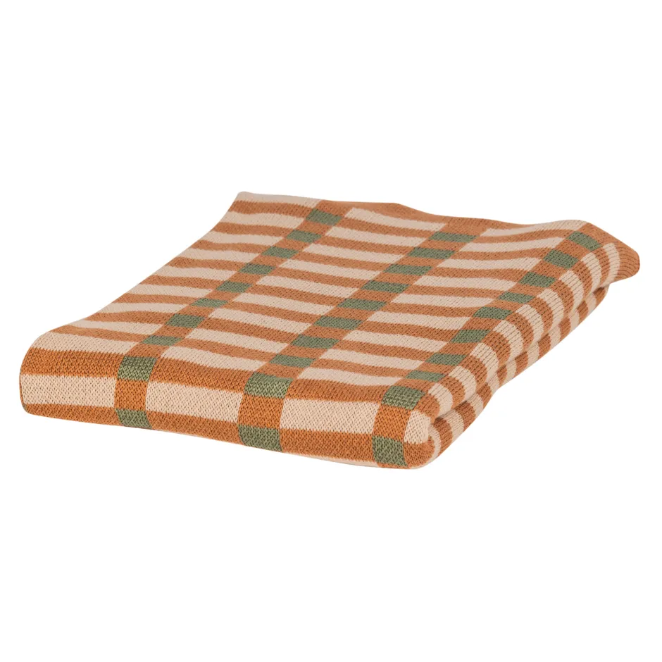 Online WOOOD Plaid Vola 130 x 170cm, kleur Groen/Oranje
