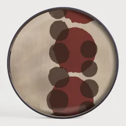 Sale Ethnicraft Rond Dienblad Layered Dots 48cm, kleur Pinot