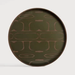 Clearance Ethnicraft Rond Dienblad Second Nature kleur Moss