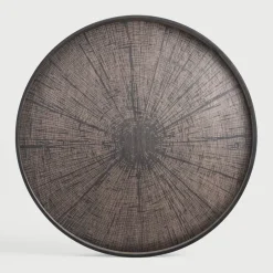 Clearance Ethnicraft Rond Dienblad Slice 92cm, kleur Zwart