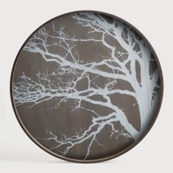 Online Ethnicraft Rond Dienblad White Tree 61cm, kleur Wit