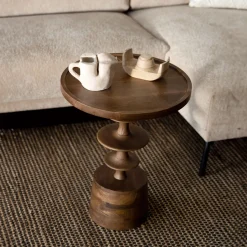 Hot Dutchbone Ronde Bijzettafel Cath Mangohout, 46cm, kleur Walnoot