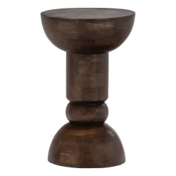 Clearance WOOOD Ronde Bijzettafel Emel Mangohout, 40cm Donkerbruin