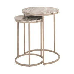 Best Richmond Interiors Ronde Bijzettafel Fairfax Marmer, Set van 2 stuks Stone