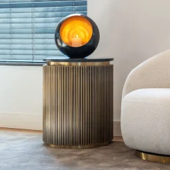 Best Richmond Interiors Ronde Bijzettafel Ironville Ø 50cm, kleur goud / zwart marmer