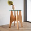 Online Zuiver Ronde Bijzettafel Kobe Essenhout en glas, 45cm