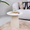Outlet Sohome Ronde Bijzettafel Puck Mangohout, 50cm, kleur Ivoor