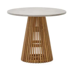 Clearance Kave Home Ronde Bistrotafel Alcaufar Cement en Teakhout, 90cm