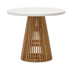 Clearance Kave Home Ronde Bistrotafel Alcaufar Cement en Teakhout, 90cm