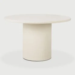Sale Ethnicraft Ronde Bistrotafel/Eetafel Elements Microcement, kleur Off White