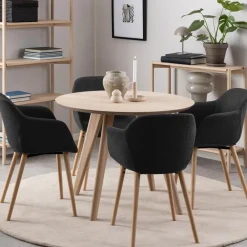 New Bendt Ronde Eettafel Kimya Eiken, 100cm Wit