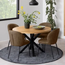 Clearance Bendt Ronde Eettafel Line Eiken, 120cm Naturel