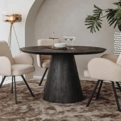 Hot Tower Living Ronde Eettafel Premana Mangohout, kleur Zwart