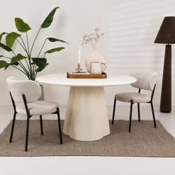 Outlet Sohome Ronde Eettafel Scottie Beton, 130cm, kleur Crème