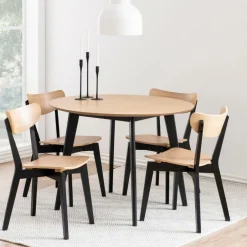 Online Bendt Ronde Eettafel Torkil Ø105cm, kleur Naturel/Zwart