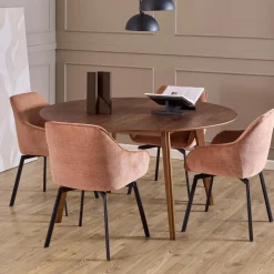 New Bendt Ronde Eettafel Torkil Walnoot Bruin