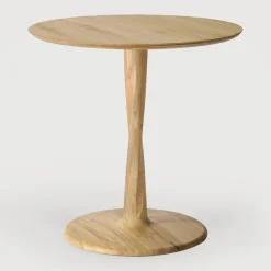 Outlet Ethnicraft Ronde Lage Bistrotafel Torsion Gevernist Eikenhout, kleur Naturel
