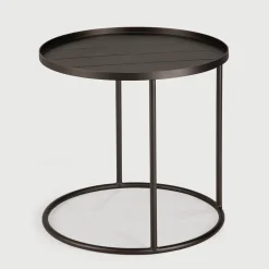 Discount Ethnicraft Ronde Outdoor Bijzettafel Tray 49cm, kleur Dark Bronze