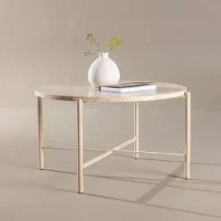 Online Nohr Ronde Salontafel Arnita Mactan steen, 70cm Beige
