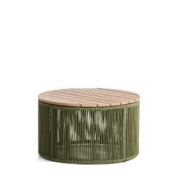 Online Kave Home Ronde Salontafel Dandara Acaciahout en touw, 60cm, kleur Donker Groen