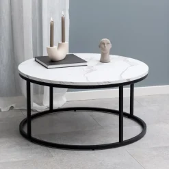 Hot Bendt Ronde Salontafel Flemming 80cm, Marmerlook